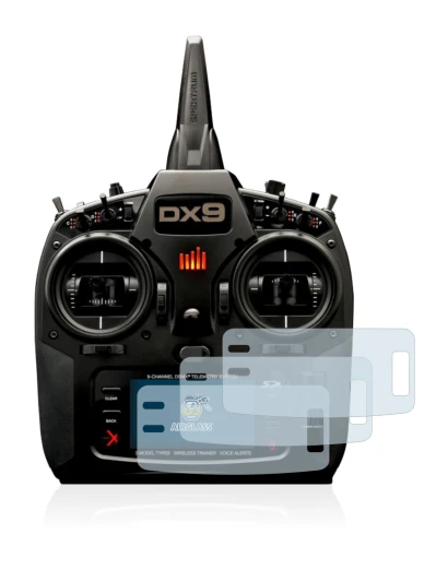Immagine del dispositivo Spektrum DX9 con un'ampia varietà di protezioni per lo schermo.