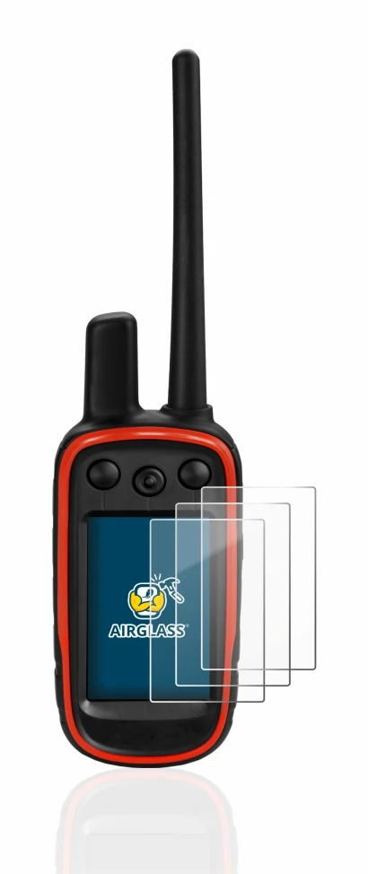 Immagine del dispositivo Garmin Alpha 100 con un'ampia varietà di protezioni per lo schermo.