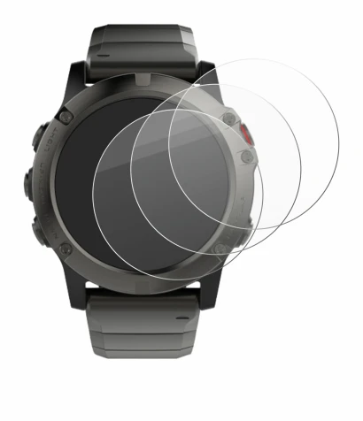 Immagine del dispositivo Garmin Fenix 5X (51 mm) con un'ampia varietà di protezioni per lo schermo.