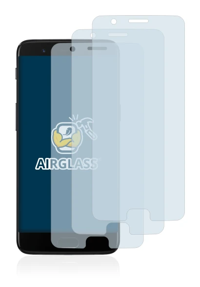 Immagine del dispositivo OnePlus 5 con un'ampia varietà di protezioni per lo schermo.