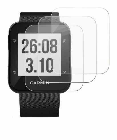 Immagine del dispositivo Garmin Forerunner 30 con un'ampia varietà di protezioni per lo schermo.