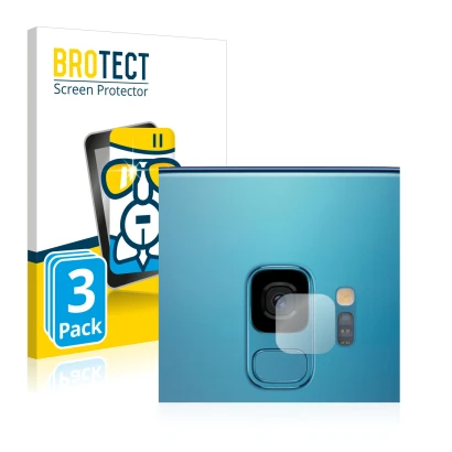 Parte frontale di una confezione del prodotto con il logo del marchio BROTECT. Accanto è raffigurato il dispositivo Samsung Ga