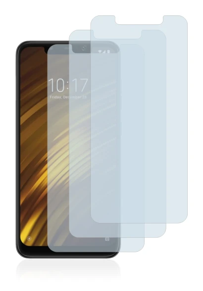 Immagine del dispositivo Xiaomi Pocophone F1 con un'ampia varietà di protezioni per lo schermo.