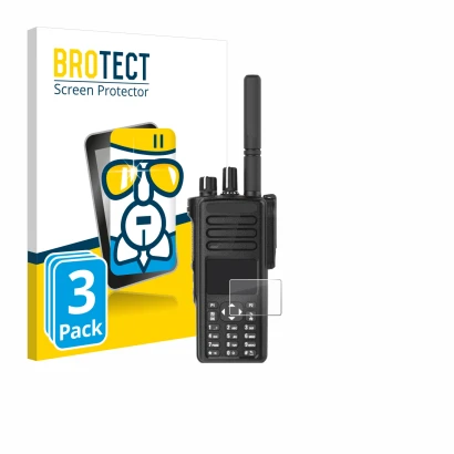 Parte frontale di una confezione del prodotto con il logo del marchio BROTECT. Accanto è raffigurato il dispositivo Motorola D