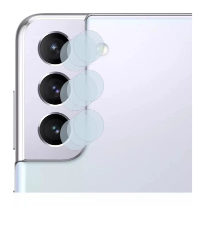 Immagine del dispositivo Samsung Galaxy S21 (SOLO Fotocamera) con un'ampia varietà di protezioni per lo schermo.