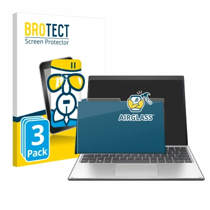 Parte frontale di una confezione del prodotto con il logo del marchio BROTECT. Accanto è raffigurato il dispositivo HP Elite x