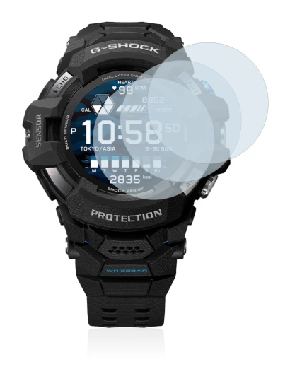 Immagine del dispositivo Casio G-Shock GSW-H1000 con un'ampia varietà di protezioni per lo schermo.