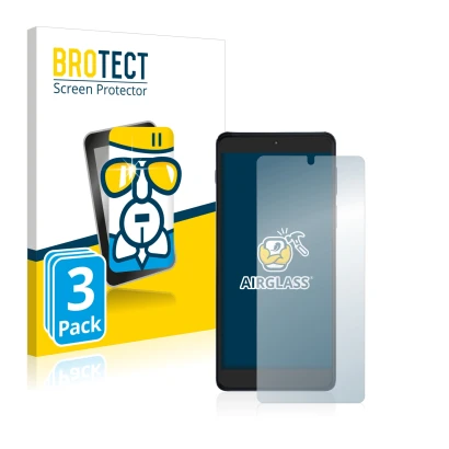 Parte frontale di una confezione del prodotto con il logo del marchio BROTECT. Accanto è raffigurato il dispositivo Motorola E