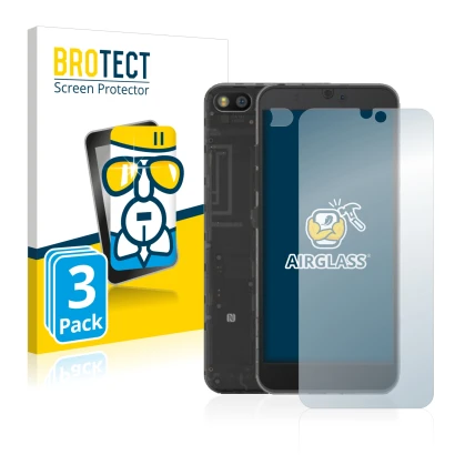 Parte frontale di una confezione del prodotto con il logo del marchio BROTECT. Accanto è raffigurato il dispositivo Fairphone