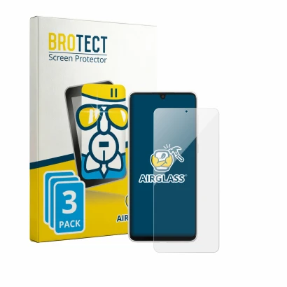 Parte frontale di una confezione del prodotto con il logo del marchio BROTECT. Accanto è raffigurato il dispositivo Samsung Ga