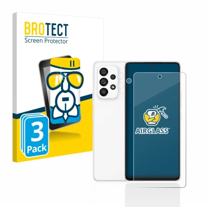 Parte frontale di una confezione del prodotto con il logo del marchio BROTECT. Accanto è raffigurato il dispositivo Samsung Ga