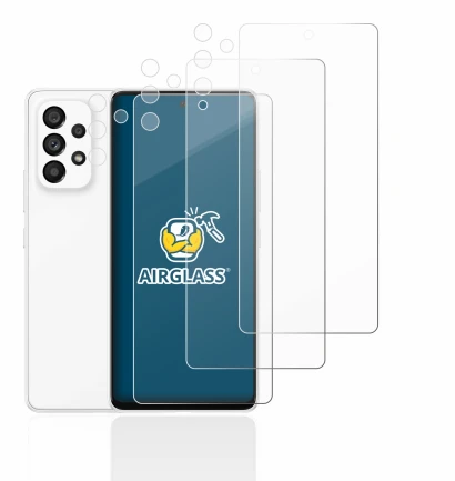 Immagine del dispositivo Samsung Galaxy A53 5G (Fronte+Fotocamera) con un'ampia varietà di protezioni per lo schermo.