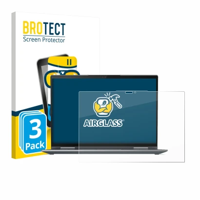 Parte frontale di una confezione del prodotto con il logo del marchio BROTECT. Accanto è raffigurato il dispositivo Lenovo Thi