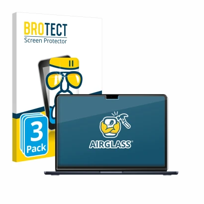 Parte frontale di una confezione del prodotto con il logo del marchio BROTECT. Accanto è raffigurato il dispositivo Apple MacB