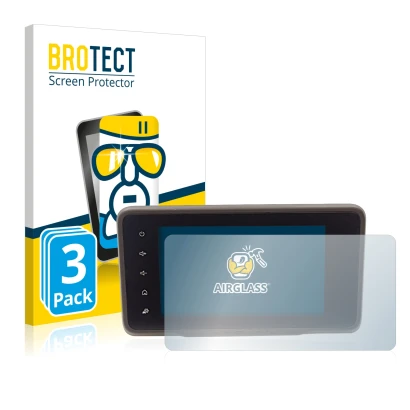 Parte frontale di una confezione del prodotto con il logo del marchio BROTECT. Accanto è raffigurato il dispositivo Dacia Dust