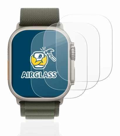 Immagine del dispositivo Apple Watch Ultra (49 mm) con un'ampia varietà di protezioni per lo schermo.