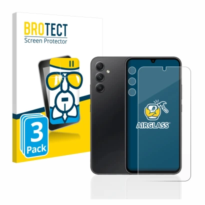 Parte frontale di una confezione del prodotto con il logo del marchio BROTECT. Accanto è raffigurato il dispositivo Samsung Ga