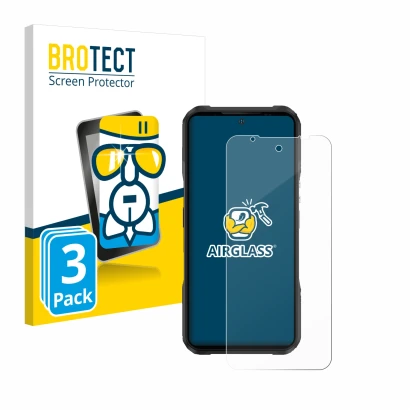 Parte frontale di una confezione del prodotto con il logo del marchio BROTECT. Accanto è raffigurato il dispositivo Doogee V20