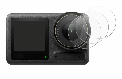 Immagine del dispositivo DJI Osmo Action 4 (Lente) con un'ampia varietà di protezioni per lo schermo.