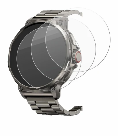 Immagine del dispositivo Tesofit Smartwatch 1.85" (rotondo) con un'ampia varietà di protezioni per lo schermo.