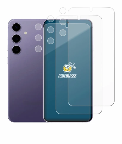 Immagine del dispositivo Samsung Galaxy S24 Plus (Fronte+Fotocamera) con un'ampia varietà di protezioni per lo schermo.