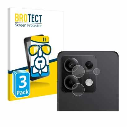 Parte frontale di una confezione del prodotto con il logo del marchio BROTECT. Accanto è raffigurato il dispositivo Xiaomi Red