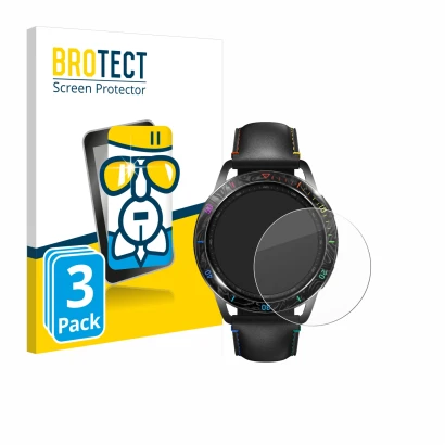 Parte frontale di una confezione del prodotto con il logo del marchio BROTECT. Accanto è raffigurato il dispositivo Xiaomi Wat