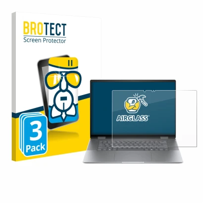 Parte frontale di una confezione del prodotto con il logo del marchio BROTECT. Accanto è raffigurato il dispositivo HP Envy x3