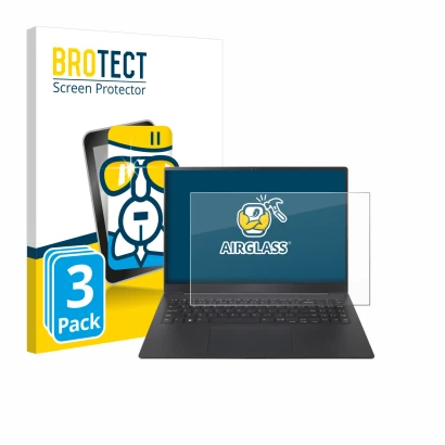 Parte frontale di una confezione del prodotto con il logo del marchio BROTECT. Accanto è raffigurato il dispositivo LG gram Pr