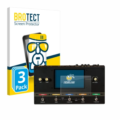 Parte frontale di una confezione del prodotto con il logo del marchio BROTECT. Accanto è raffigurato il dispositivo Headrush C
