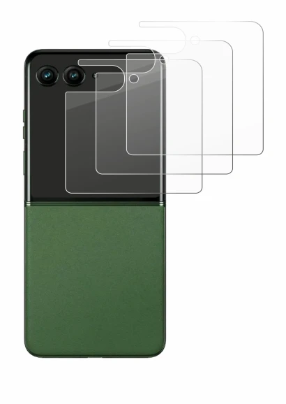 Immagine del dispositivo Motorola Razr 50 (Display posteriore) con un'ampia varietà di protezioni per lo schermo.