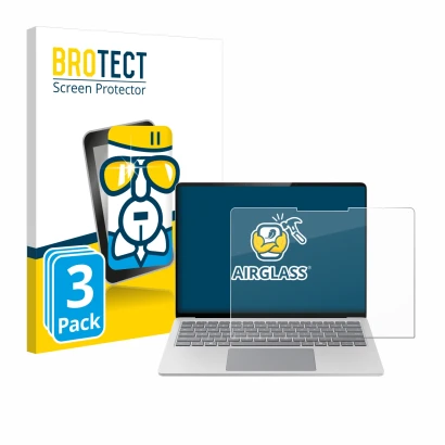 Parte frontale di una confezione del prodotto con il logo del marchio BROTECT. Accanto è raffigurato il dispositivo Microsoft 