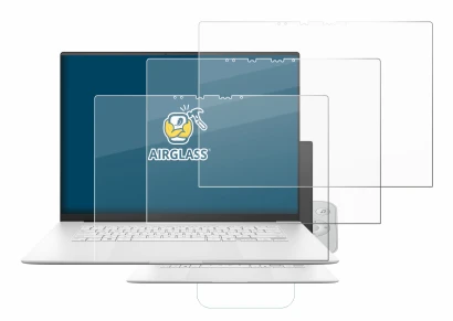 Immagine del dispositivo ASUS ZenBook S 16 con un'ampia varietà di protezioni per lo schermo.