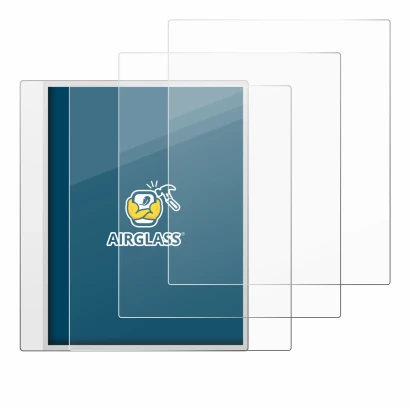 Immagine del dispositivo Boox Note Max con un'ampia varietà di protezioni per lo schermo.