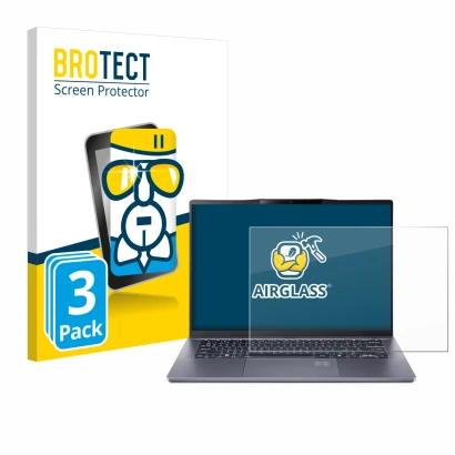 Parte frontale di una confezione del prodotto con il logo del marchio BROTECT. Accanto è raffigurato il dispositivo Acer Swift