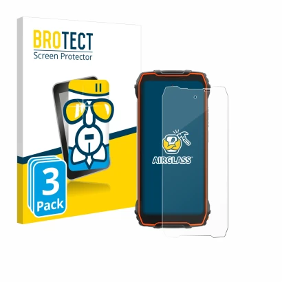 Parte frontale di una confezione del prodotto con il logo del marchio BROTECT. Accanto è raffigurato il dispositivo Blackview