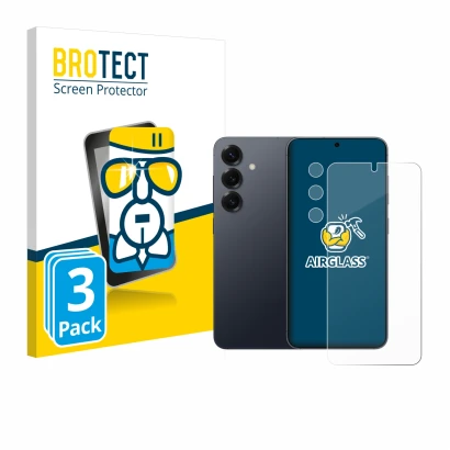 Parte frontale di una confezione del prodotto con il logo del marchio BROTECT. Accanto è raffigurato il dispositivo Samsung Ga