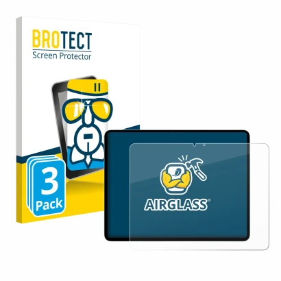 Parte frontale di una confezione del prodotto con il logo del marchio BROTECT. Accanto è raffigurato il dispositivo Apple iPad