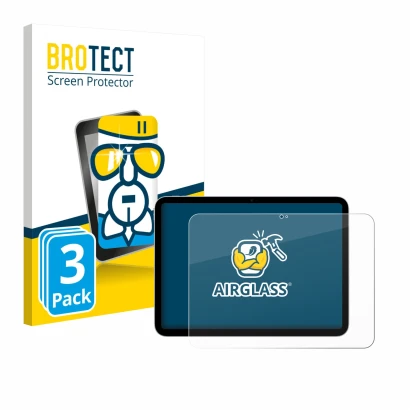 Parte frontale di una confezione del prodotto con il logo del marchio BROTECT. Accanto è raffigurato il dispositivo Apple iPad