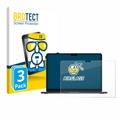 Parte frontale di una confezione del prodotto con il logo del marchio BROTECT. Accanto è raffigurato il dispositivo Apple MacB