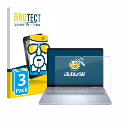 Parte frontale di una confezione del prodotto con il logo del marchio BROTECT. Accanto è raffigurato il dispositivo Dell 14 Pl