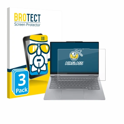 Parte frontale di una confezione del prodotto con il logo del marchio BROTECT. Accanto è raffigurato il dispositivo Lenovo Thi