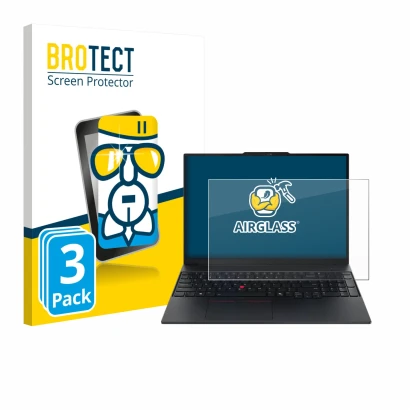 Parte frontale di una confezione del prodotto con il logo del marchio BROTECT. Accanto è raffigurato il dispositivo Lenovo Thi