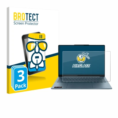 Parte frontale di una confezione del prodotto con il logo del marchio BROTECT. Accanto è raffigurato il dispositivo Lenovo Yog