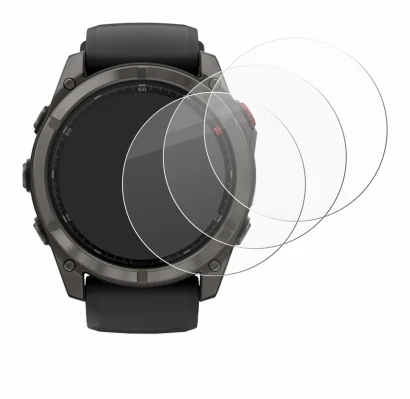 Immagine del dispositivo Garmin Fenix 8 Pro AMOLED (51 mm) con un'ampia varietà di protezioni per lo schermo.
