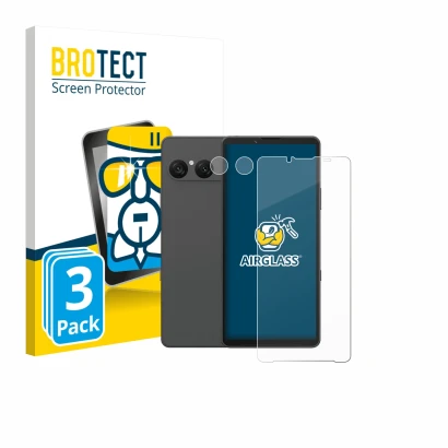 Parte frontale di una confezione del prodotto con il logo del marchio BROTECT. Accanto è raffigurato il dispositivo Sony Xperi