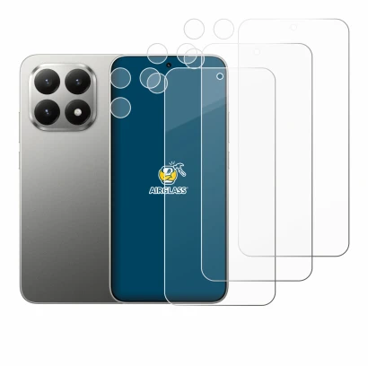 Immagine del dispositivo Xiaomi 15T (Fronte+Fotocamera) con un'ampia varietà di protezioni per lo schermo.