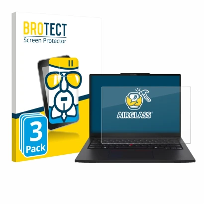 Parte frontale di una confezione del prodotto con il logo del marchio BROTECT. Accanto è raffigurato il dispositivo Lenovo Thi