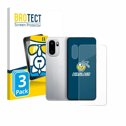 Parte frontale di una confezione del prodotto con il logo del marchio BROTECT. Accanto è raffigurato il dispositivo OnePlus 15