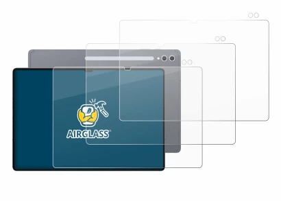 Immagine del dispositivo Samsung Galaxy Tab S10 Ultra (Fronte+Fotocamera) con un'ampia varietà di protezioni per lo schermo.